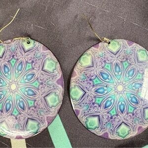 Purple and Teal Mandala Earrings